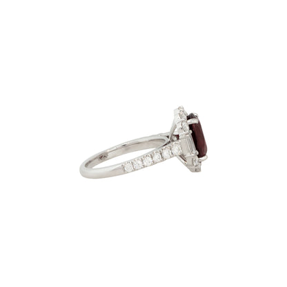 18k White Gold 3.04ctw Ruby and 1.21ctw Diamond Halo Ring