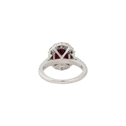 18k White Gold 3.04ctw Ruby and 1.21ctw Diamond Halo Ring