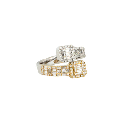 14k Two-Tone White and Yellow Gold 0.89ctw Diamond Bypass Ring