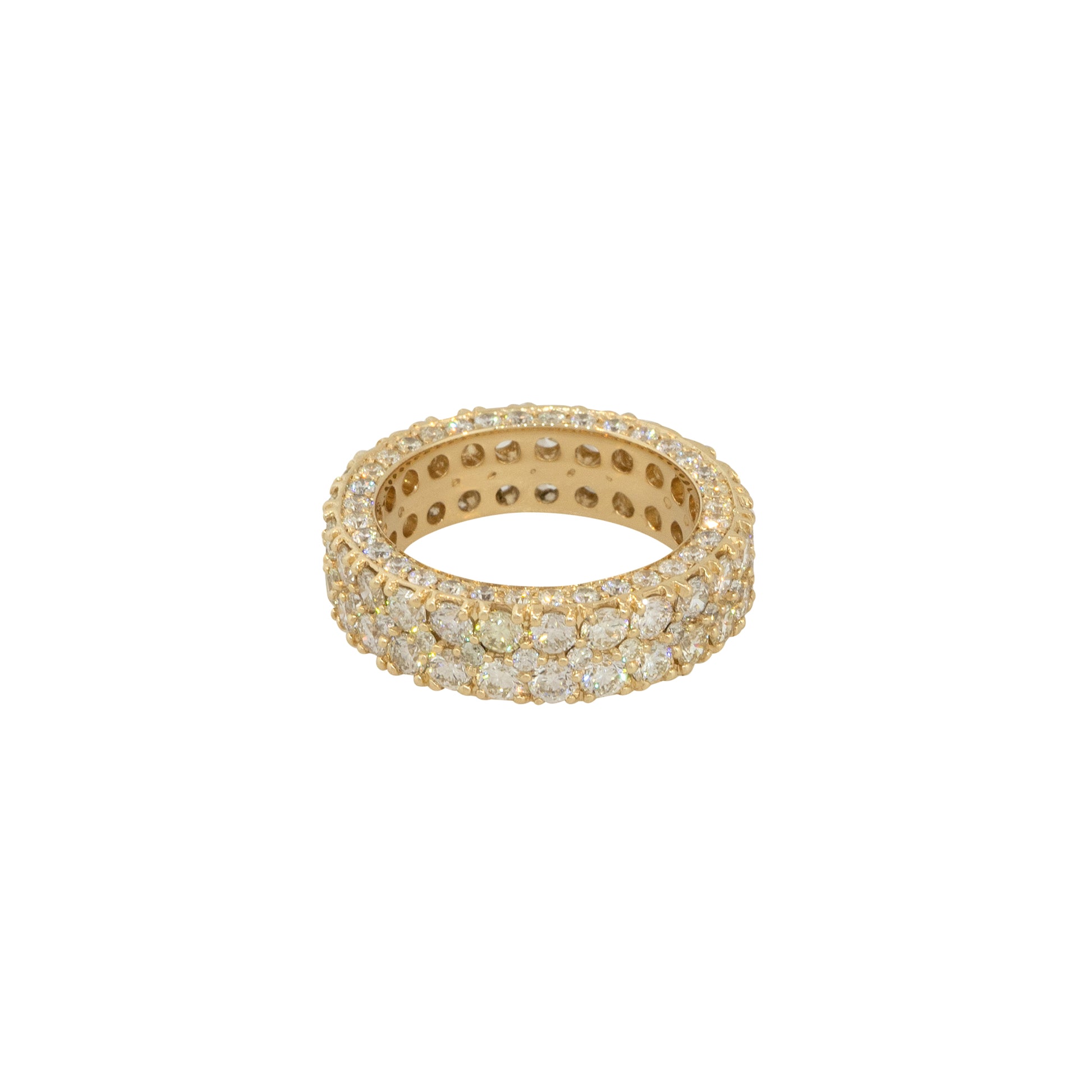 14k Yellow Gold 6.70ctw Men's Pave Diamond Eternity Ring