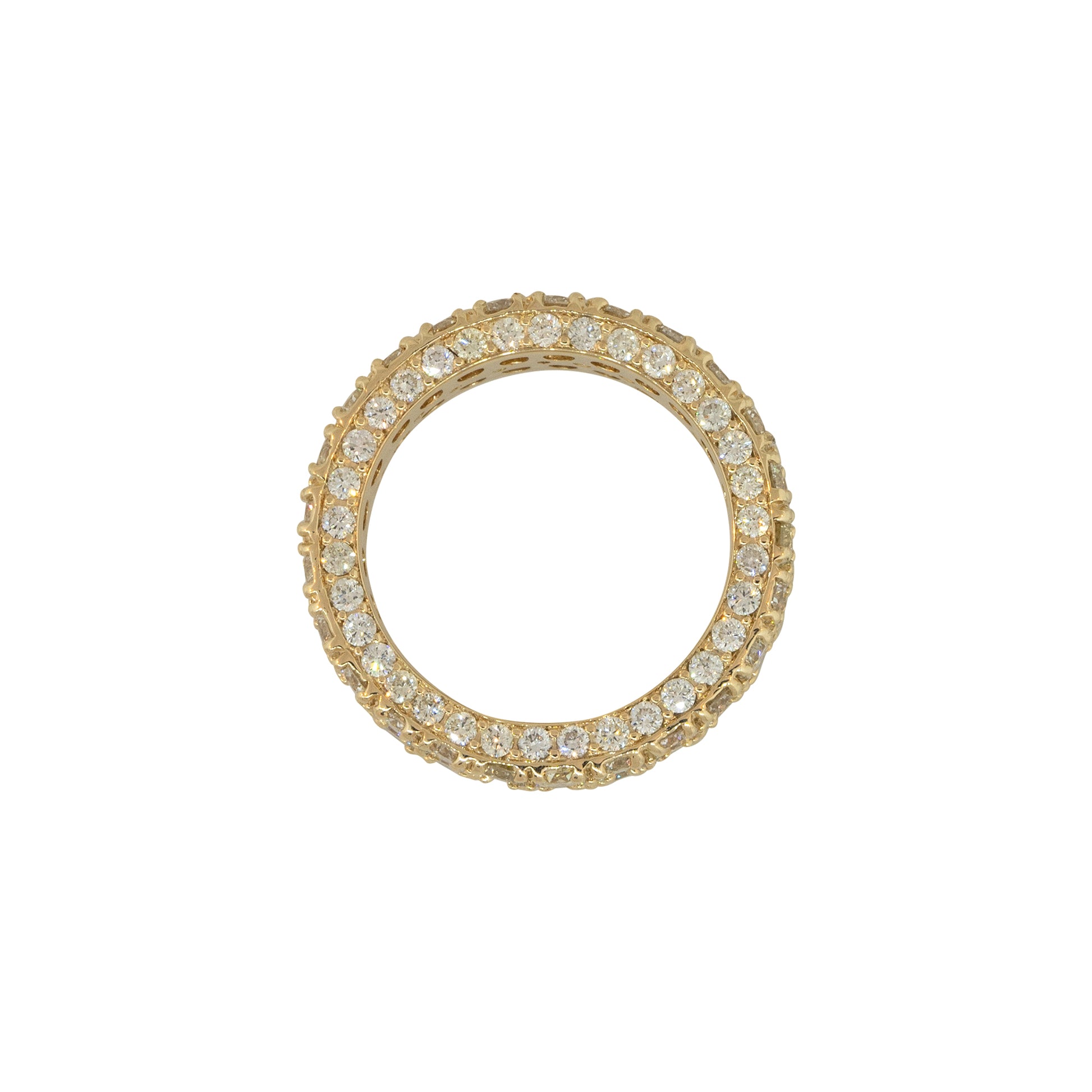 14k Yellow Gold 6.70ctw Men's Pave Diamond Eternity Ring