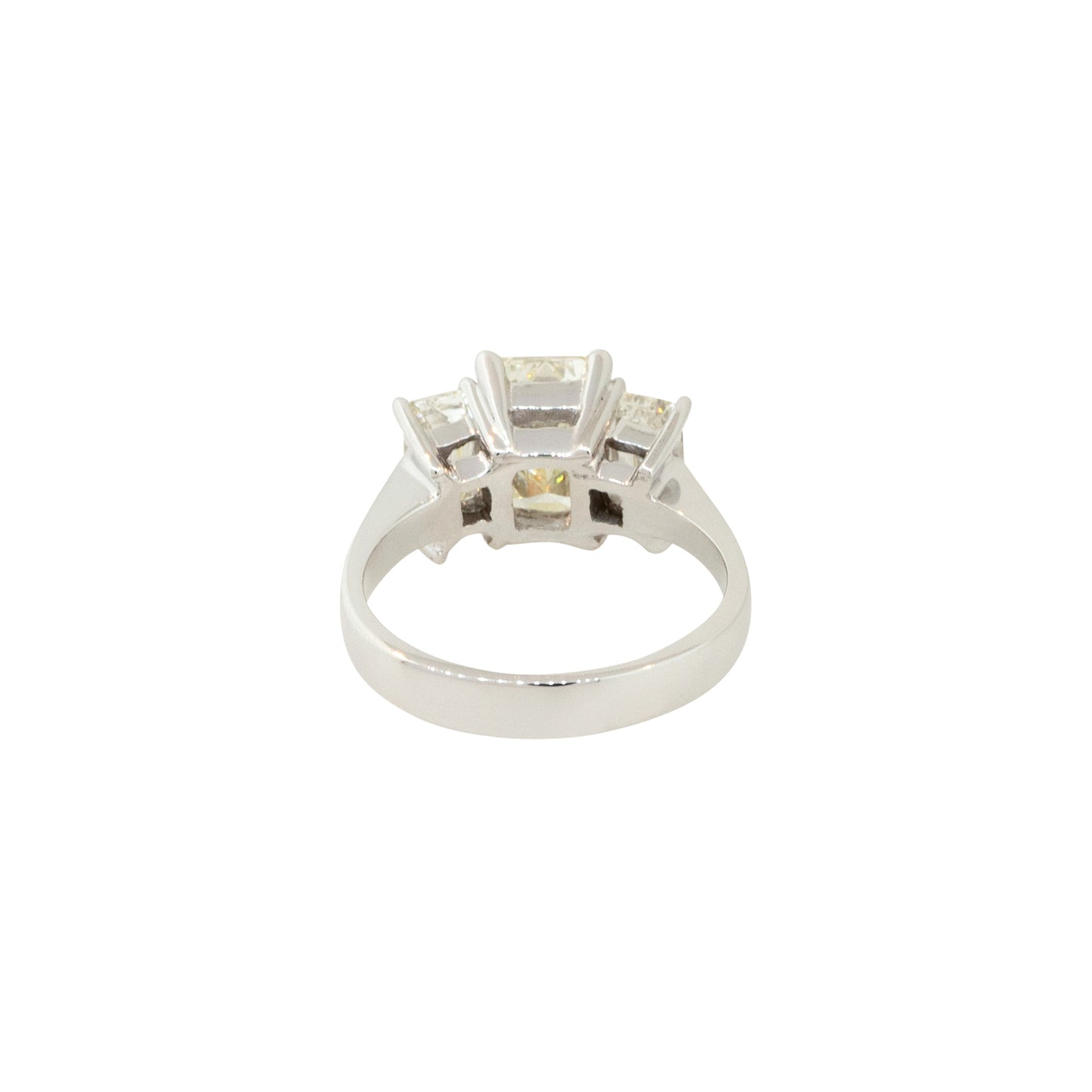 18k White Gold 3.21ctw 3 Stone Emerald Cut Diamond Engagement Ring
