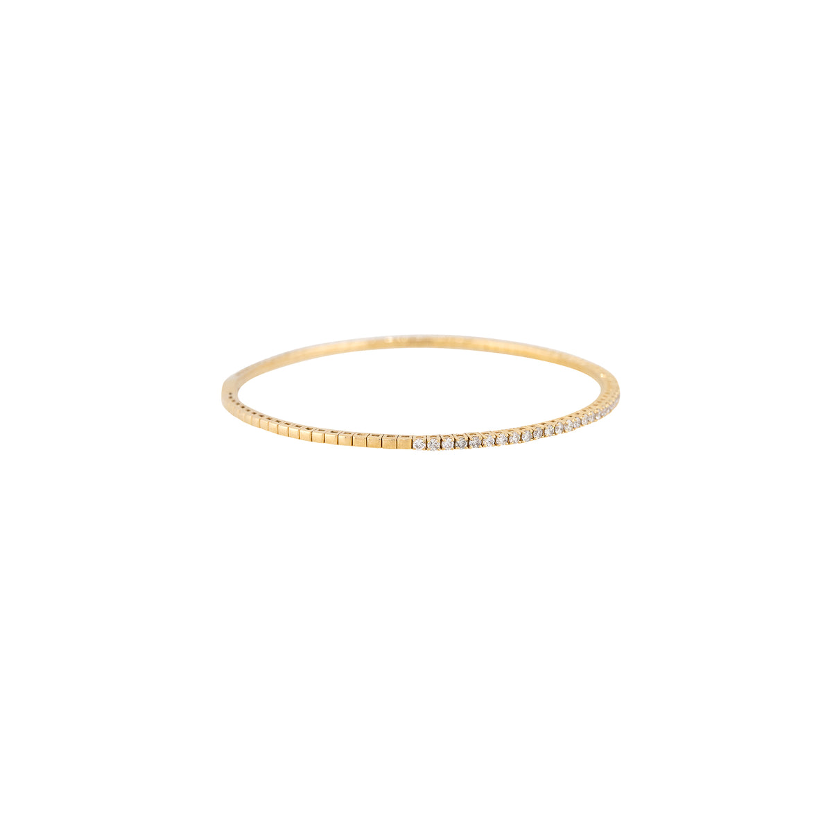 14k Yellow Gold 0.95ctw Flexible Diamond Stackable Bangle Bracelet  