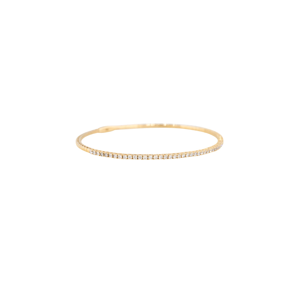 14k Yellow Gold 0.95ctw Flexible Diamond Stackable Bangle Bracelet  
