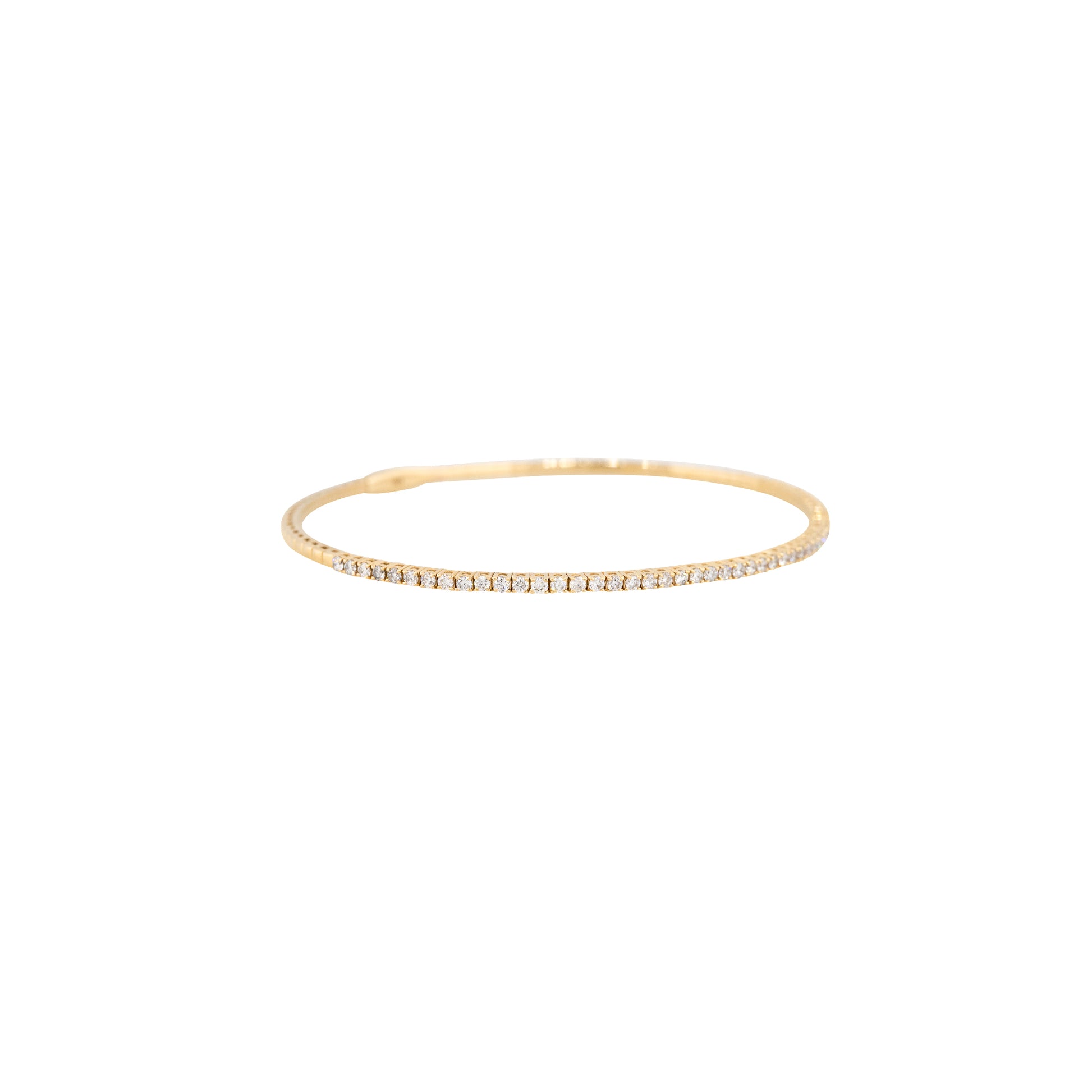 14k Yellow Gold 0.95ctw Flexible Diamond Stackable Bangle Bracelet  