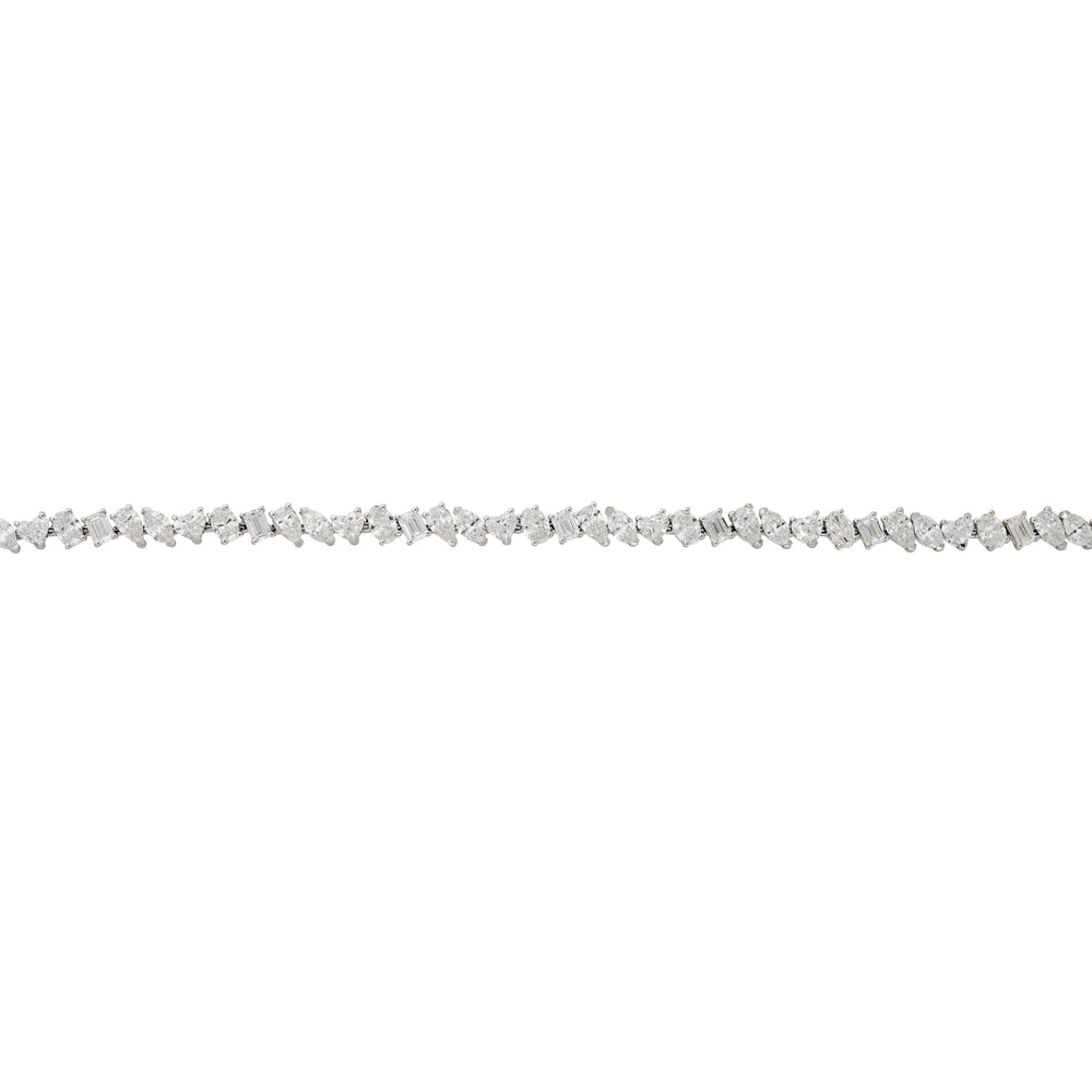 18k White Gold 8.77ctw Multi-Shape Diamond Tennis Bracelet