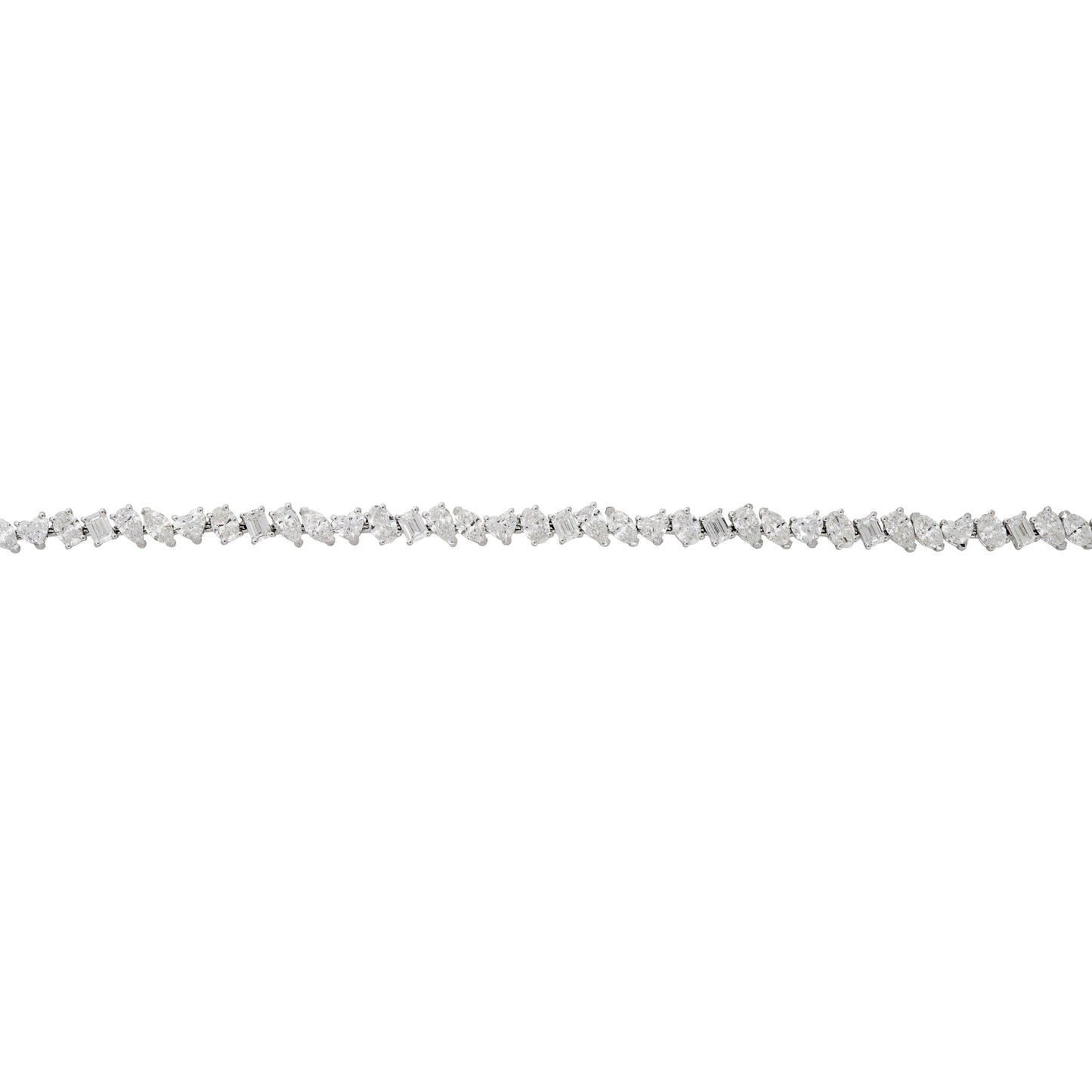 18k White Gold 8.77ctw Multi-Shape Diamond Tennis Bracelet