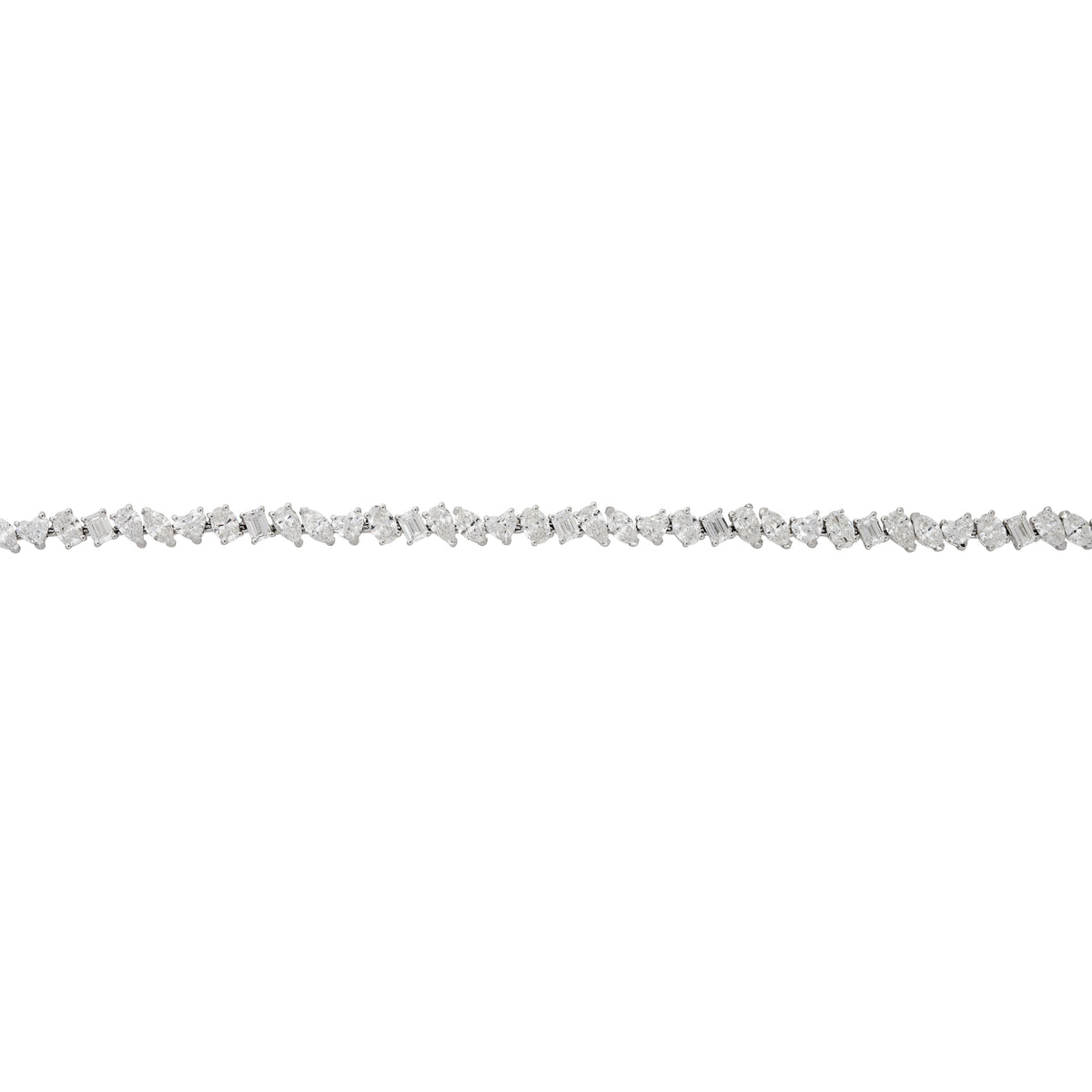 18k White Gold 8.77ctw Multi-Shape Diamond Tennis Bracelet