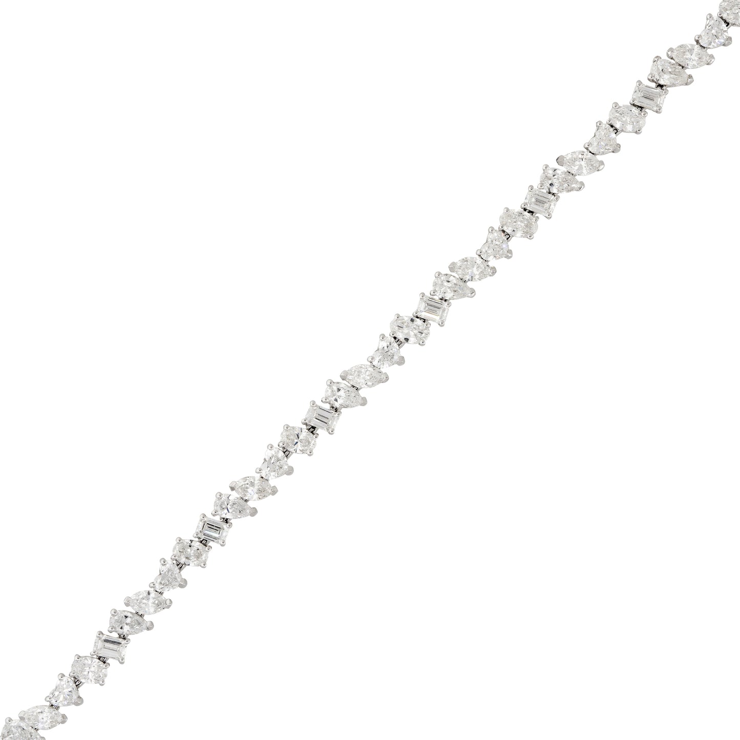 18k White Gold 8.77ctw Multi-Shape Diamond Tennis Bracelet