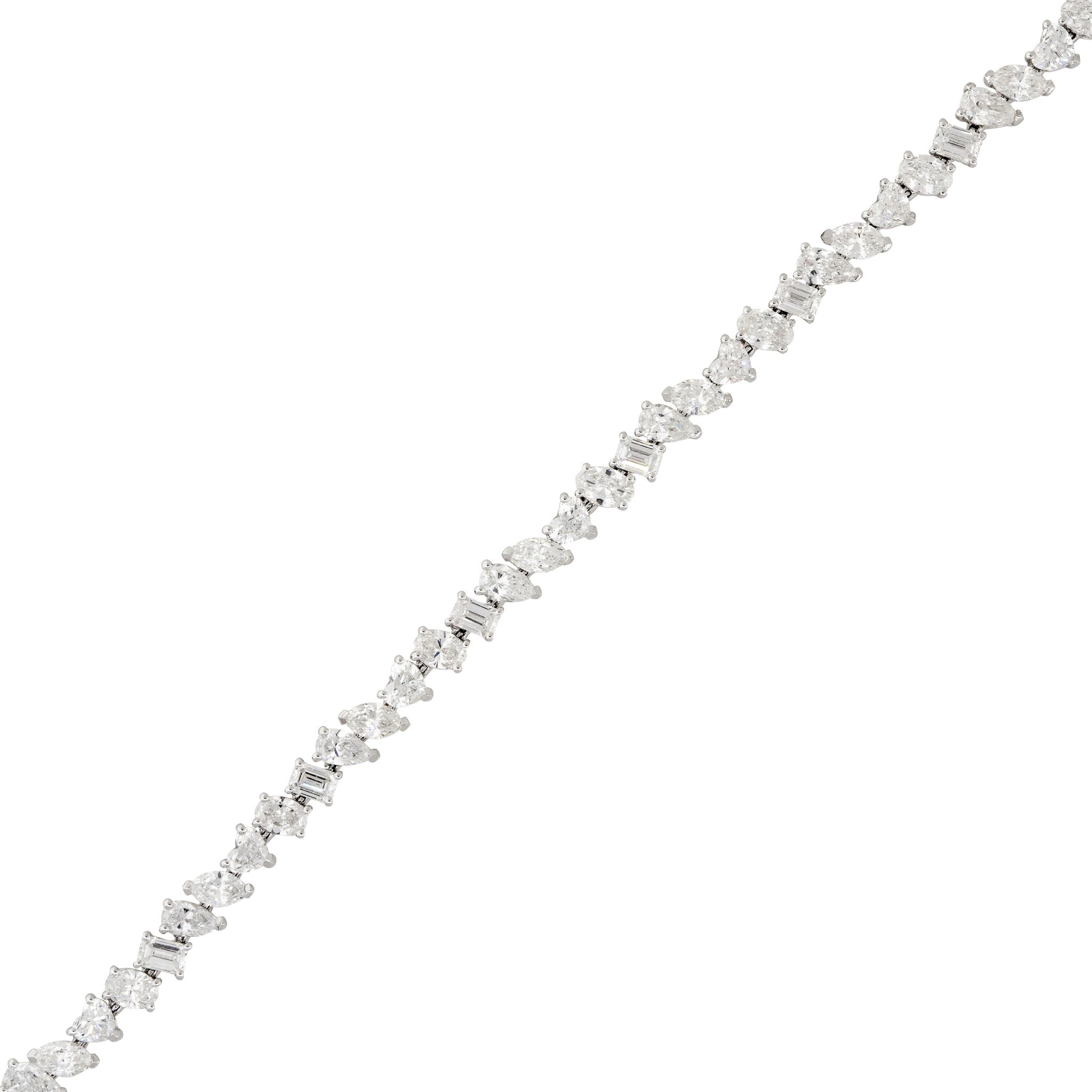 18k White Gold 8.77ctw Multi-Shape Diamond Tennis Bracelet