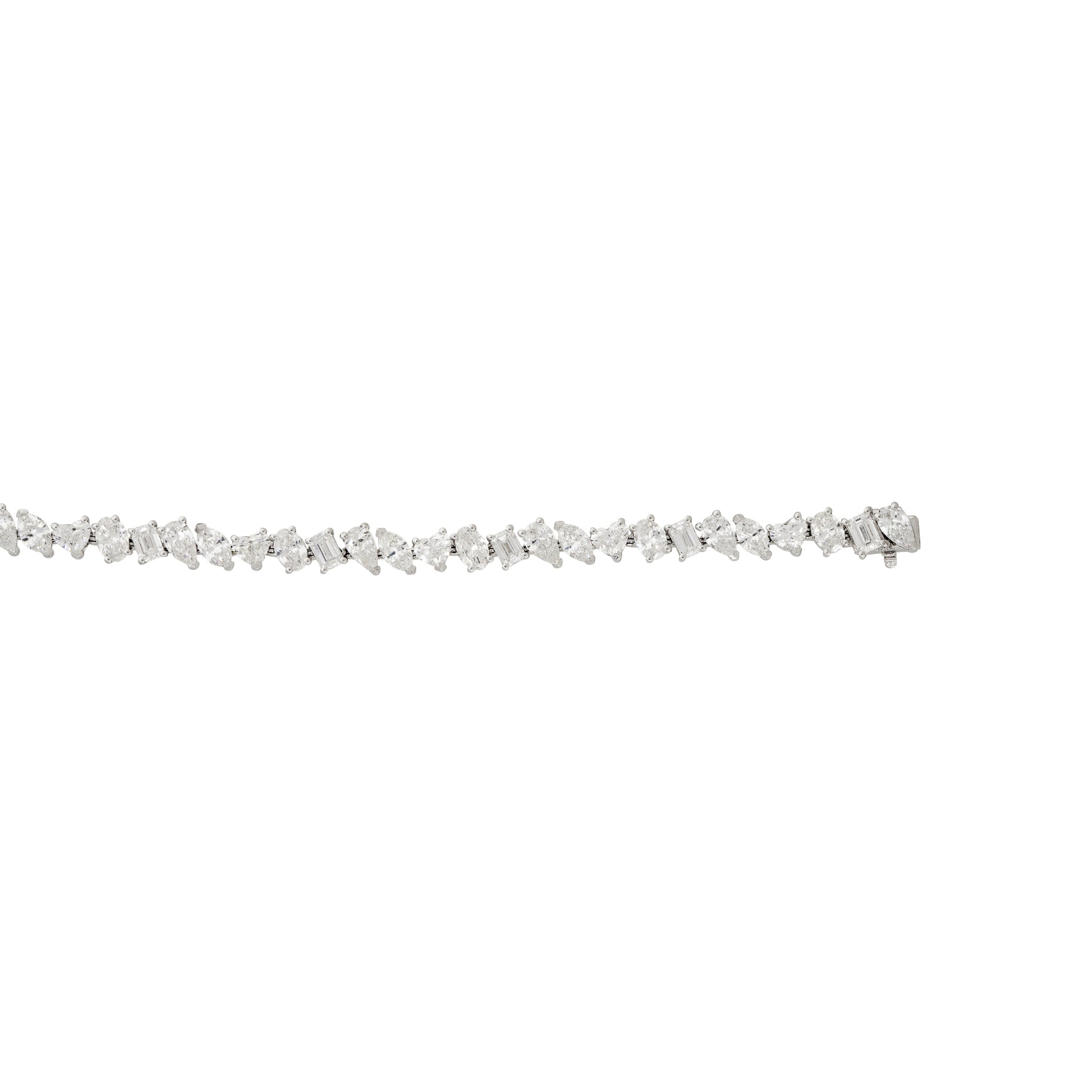 18k White Gold 8.77ctw Multi-Shape Diamond Tennis Bracelet