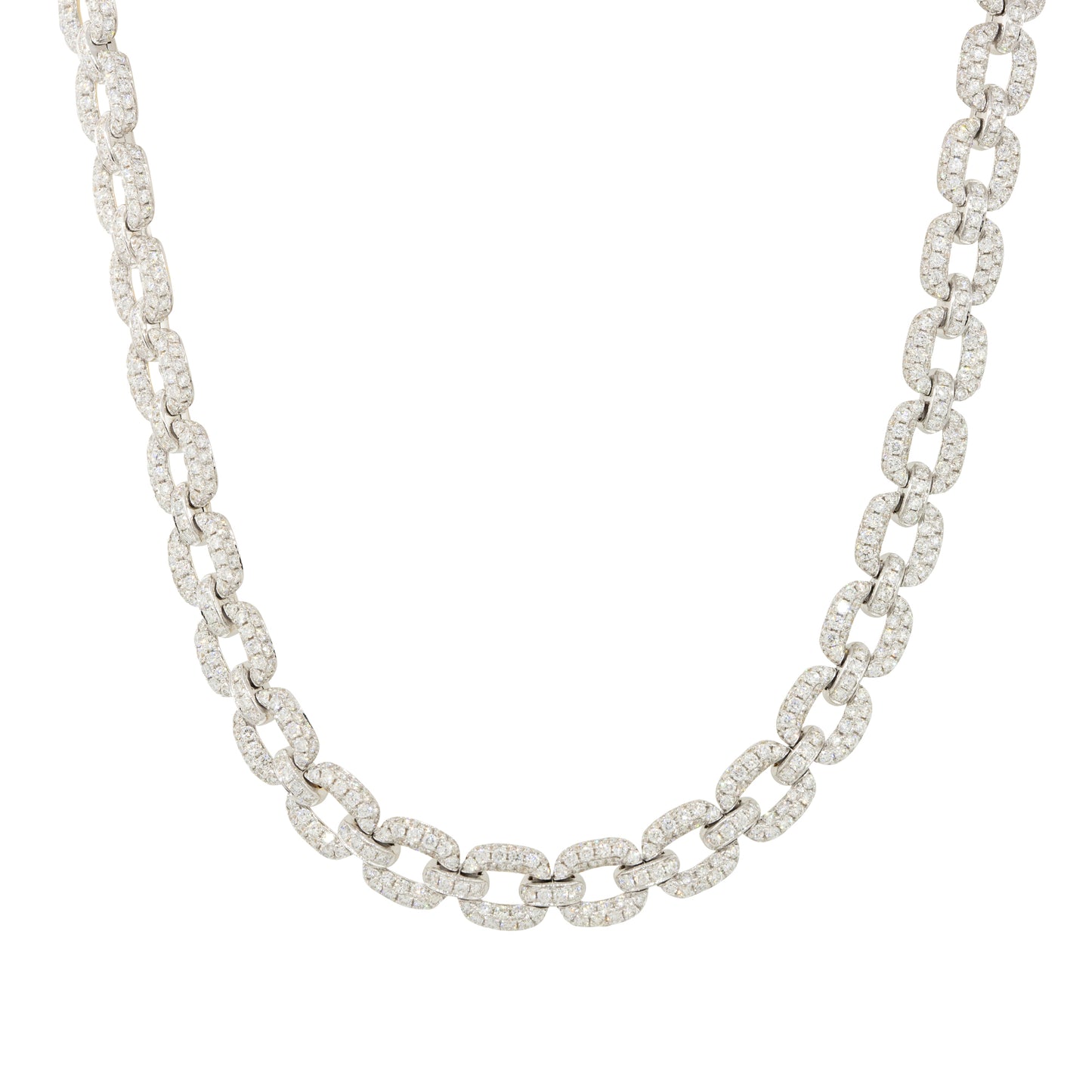 18k White and Yellow Gold 27.65ctw Pave Diamond Link Necklace