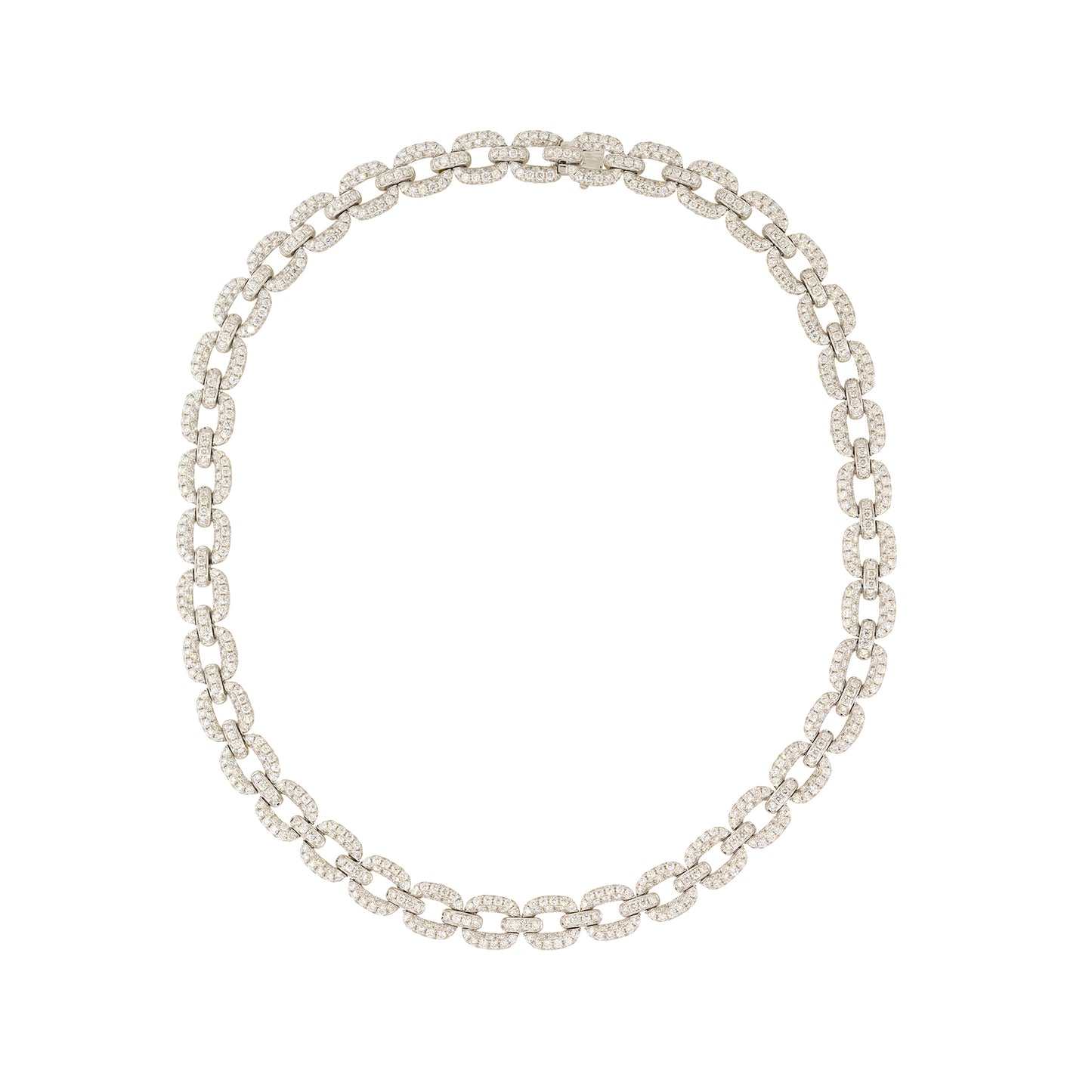 18k White and Yellow Gold 27.65ctw Pave Diamond Link Necklace