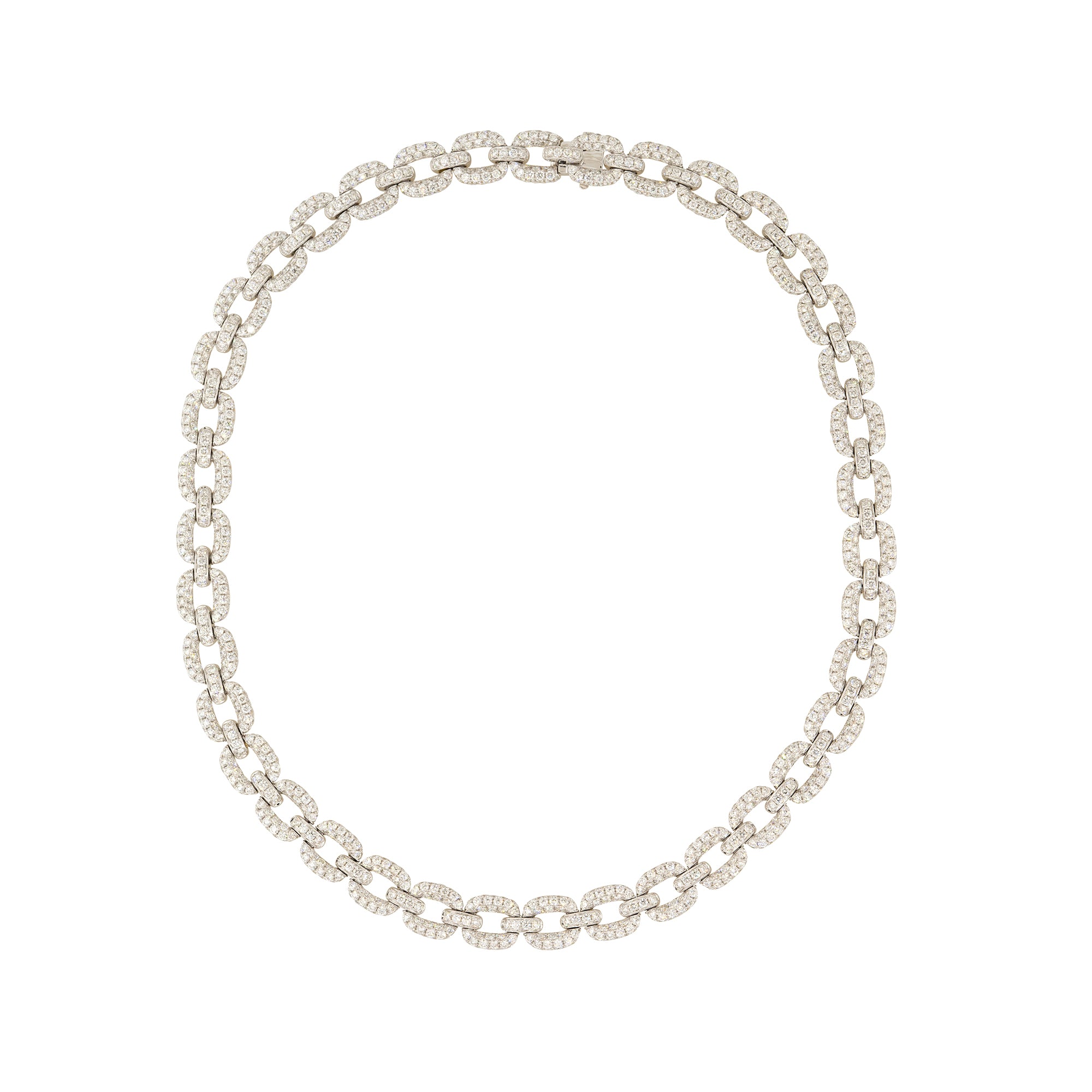 18k White and Yellow Gold 27.65ctw Pave Diamond Link Necklace