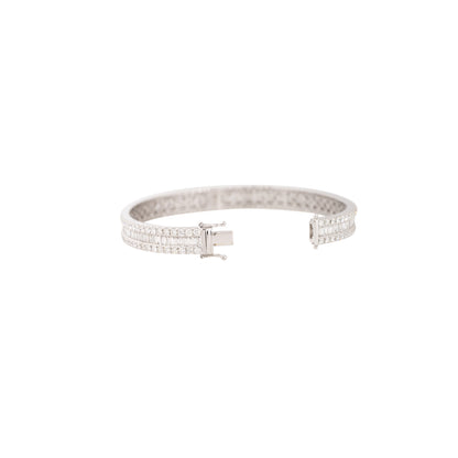18k White Gold 9.36ctw 3 Row Diamond Bangle Bracelet