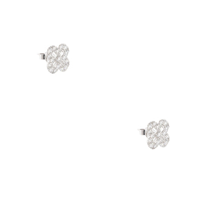 18k White Gold 1.86ctw Diamond Clover Stud Earrings