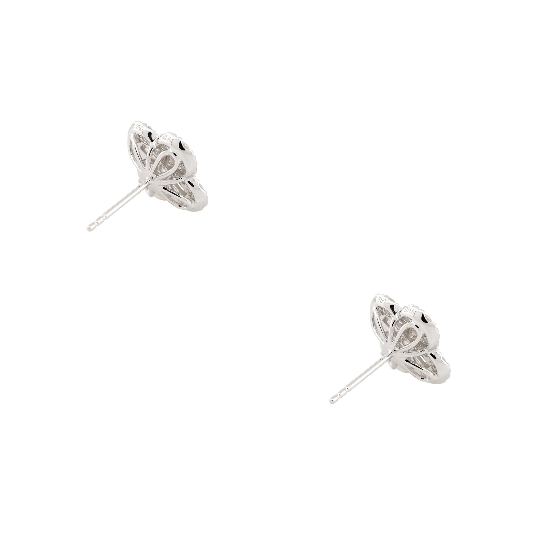 18k White Gold 1.86ctw Diamond Clover Stud Earrings