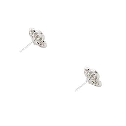 18k White Gold 1.86ctw Diamond Clover Stud Earrings