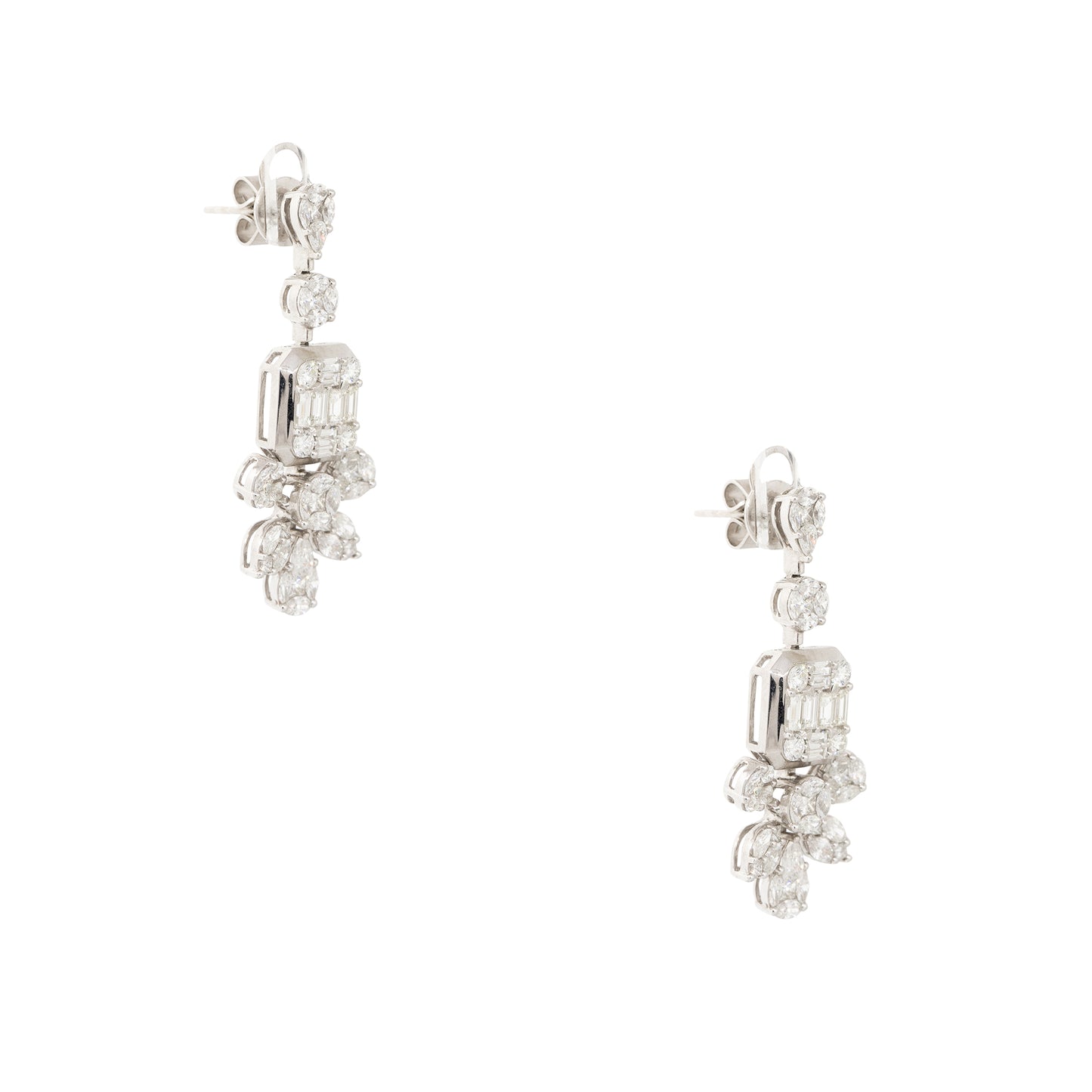 18k White Gold 5.83ctw Diamond Mosaic Drop Earrings