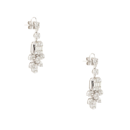 18k White Gold 5.83ctw Diamond Mosaic Drop Earrings