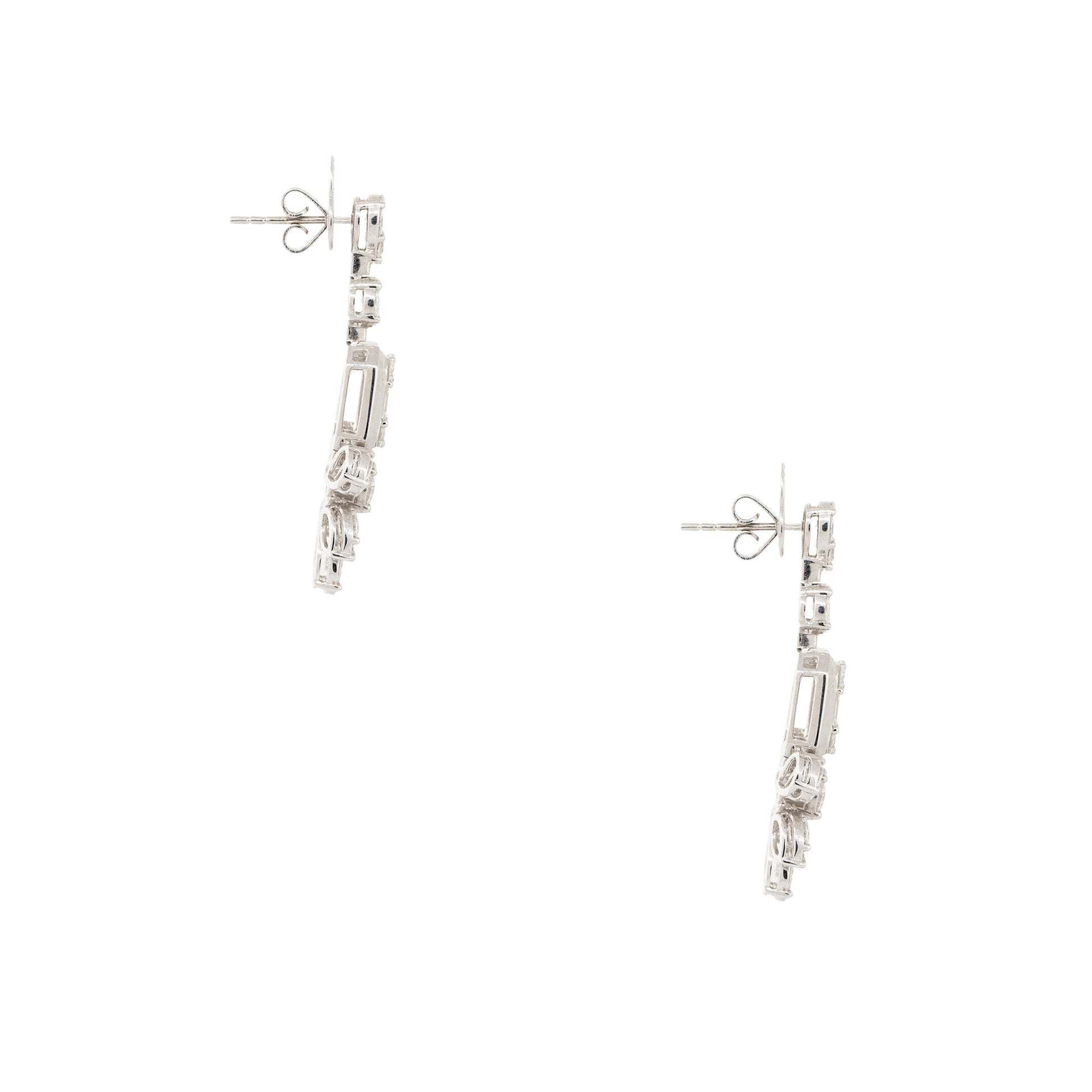 18k White Gold 5.83ctw Diamond Mosaic Drop Earrings