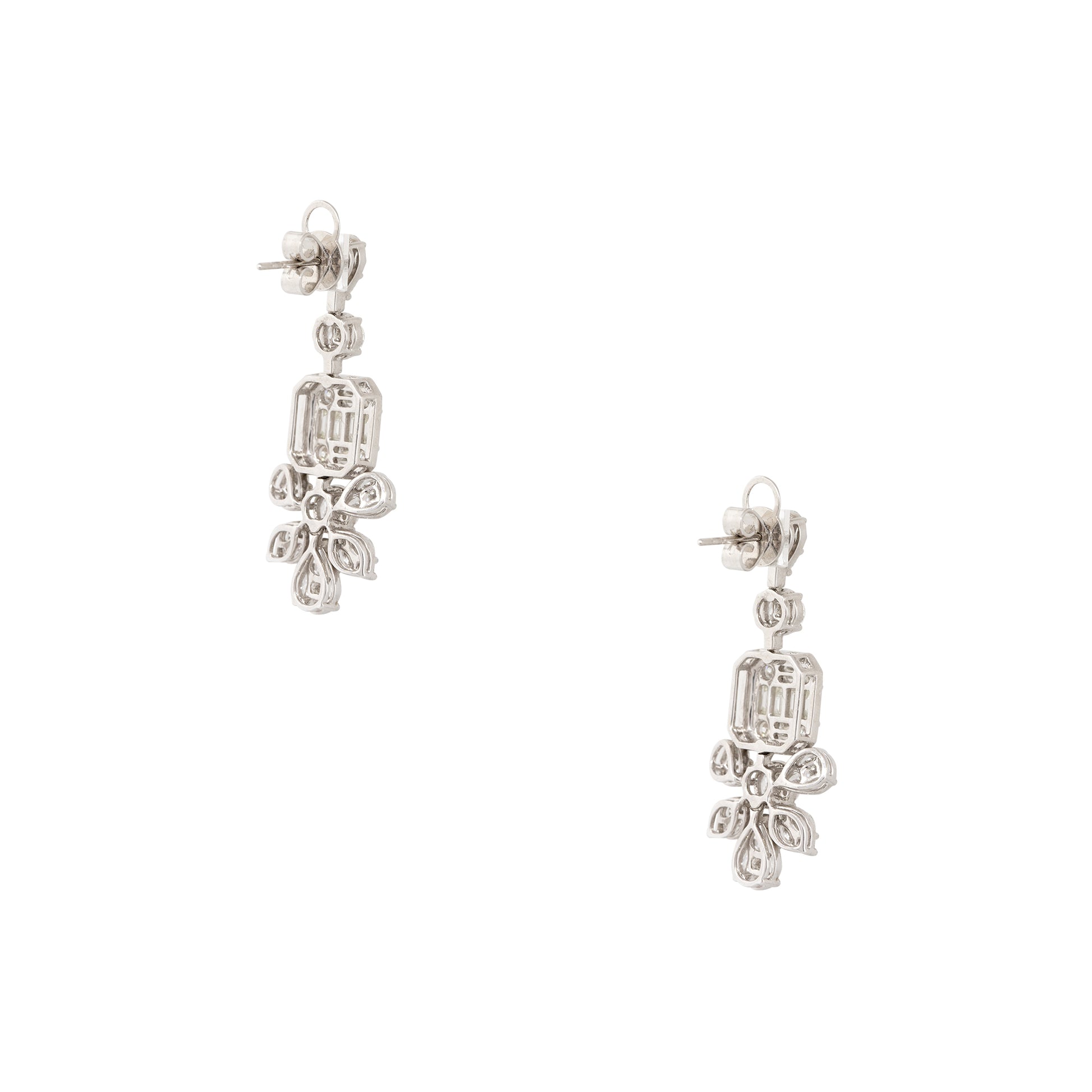 18k White Gold 5.83ctw Diamond Mosaic Drop Earrings