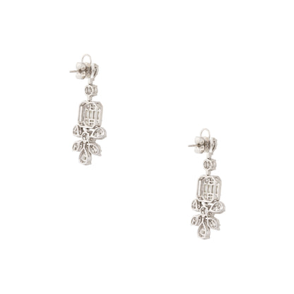 18k White Gold 5.83ctw Diamond Mosaic Drop Earrings