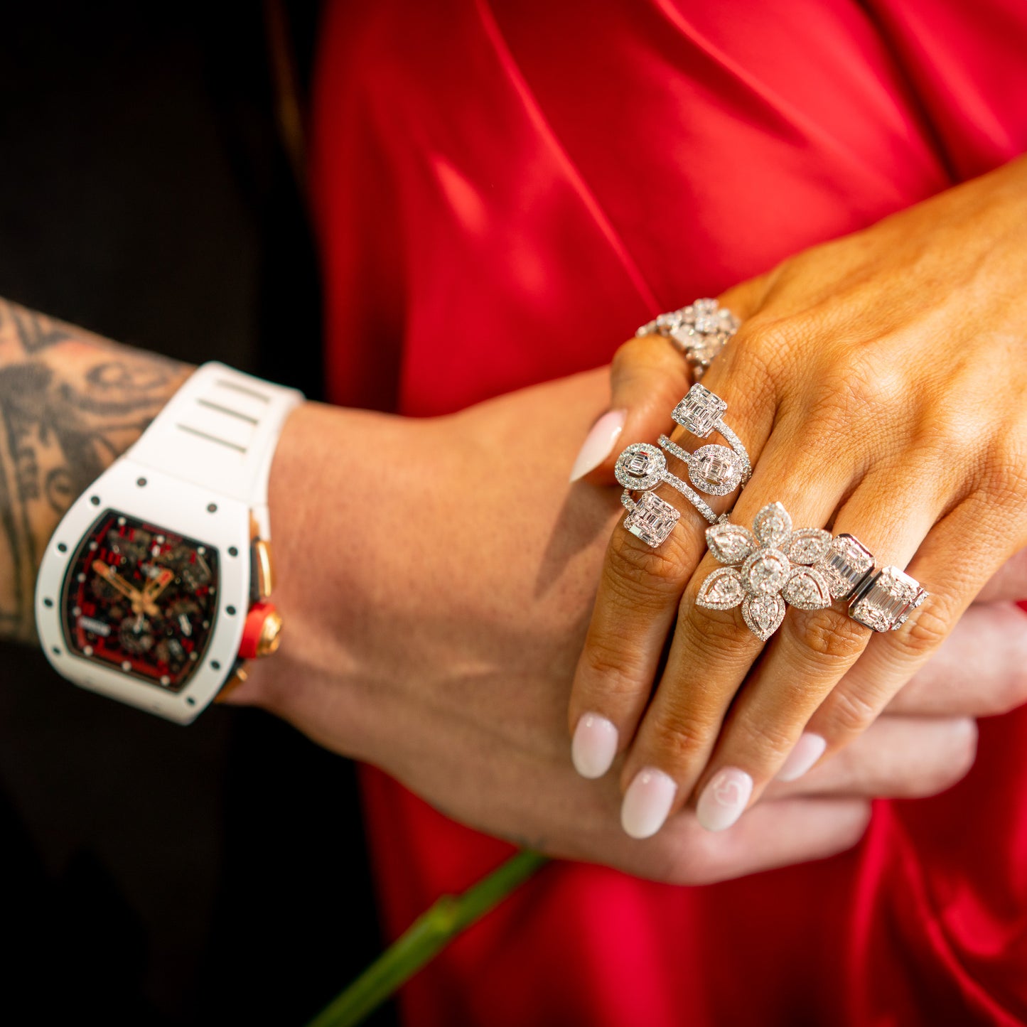 18k White Gold 2.5ctw Diamond Mosaic Station Crossover Ring