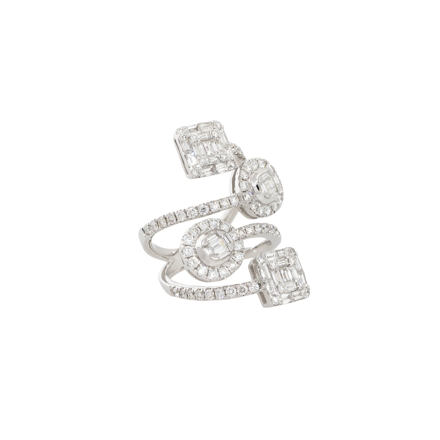 18k White Gold 2.5ctw Diamond Mosaic Station Crossover Ring