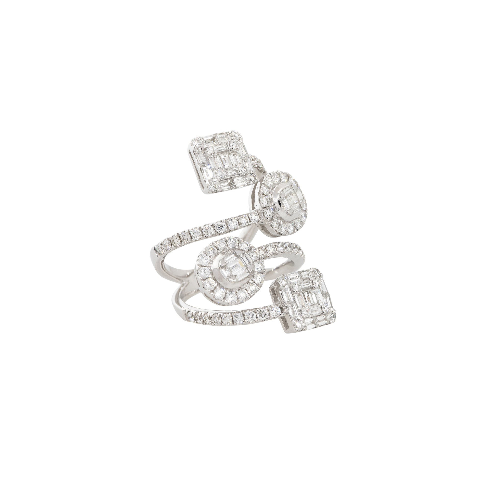 18k White Gold 2.5ctw Diamond Mosaic Station Crossover Ring