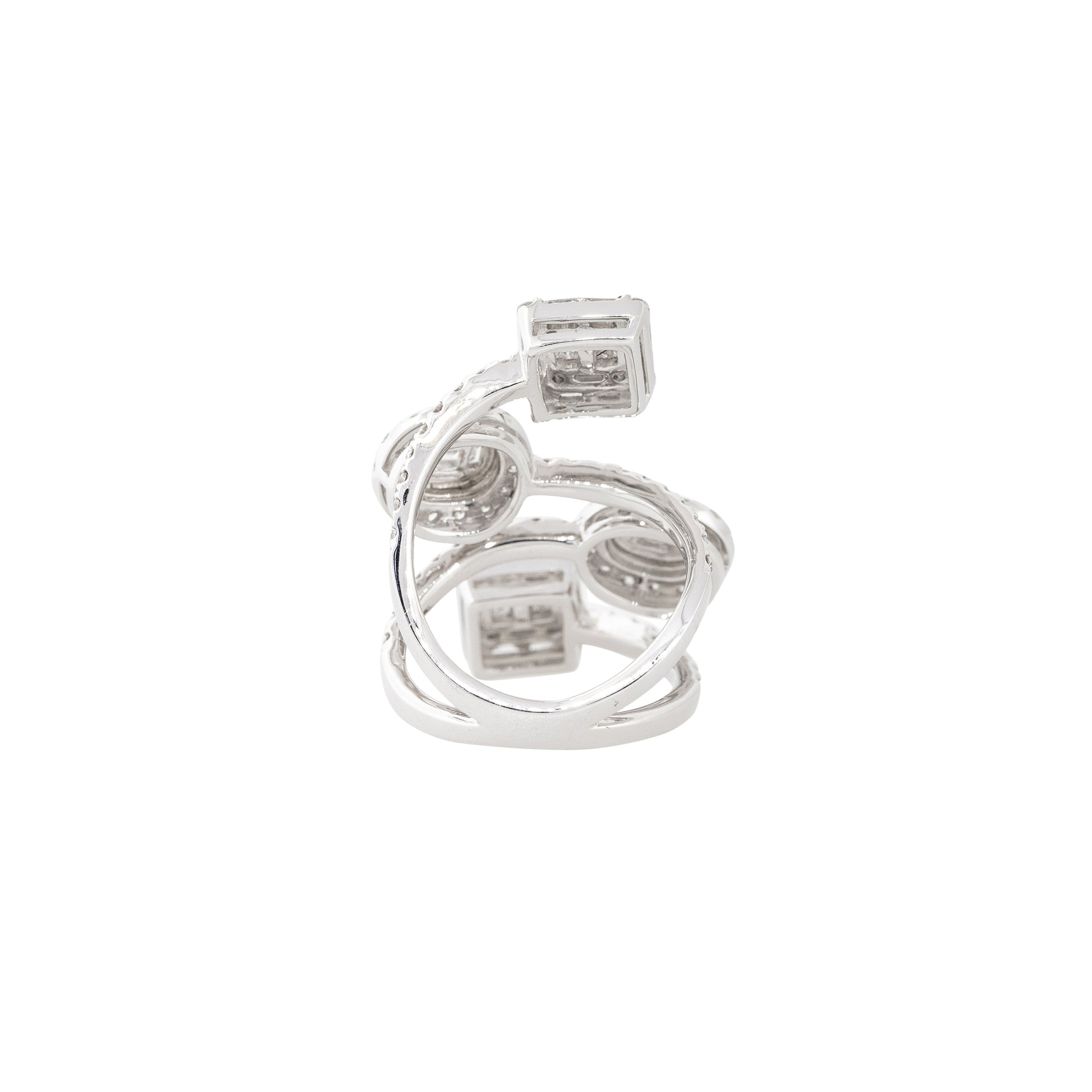 18k White Gold 2.5ctw Diamond Mosaic Station Crossover Ring