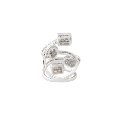 18k White Gold 2.5ctw Diamond Mosaic Station Crossover Ring