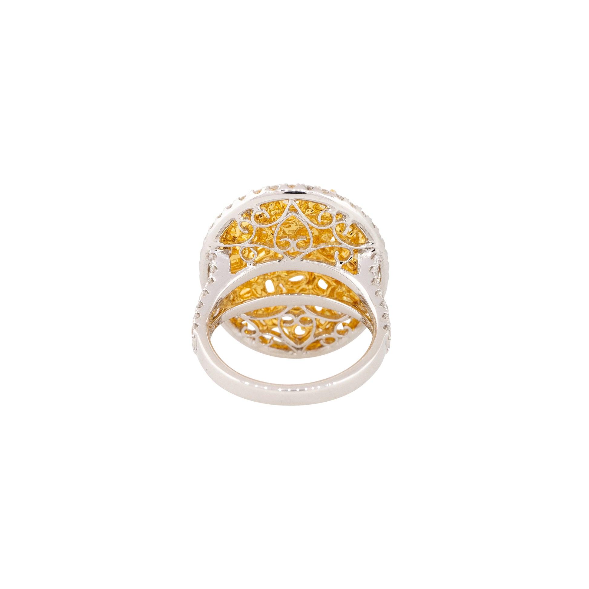 18k Two-Tone Gold 3.79ctw Yellow Diamond Oval Halo Ring