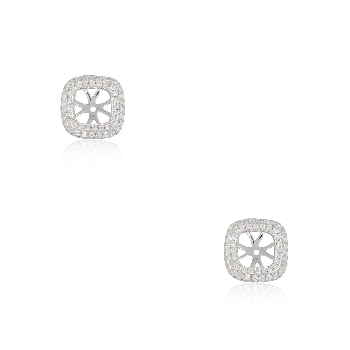 18k White Gold 0.87ctw Diamond Pave Stud Earring Jackets