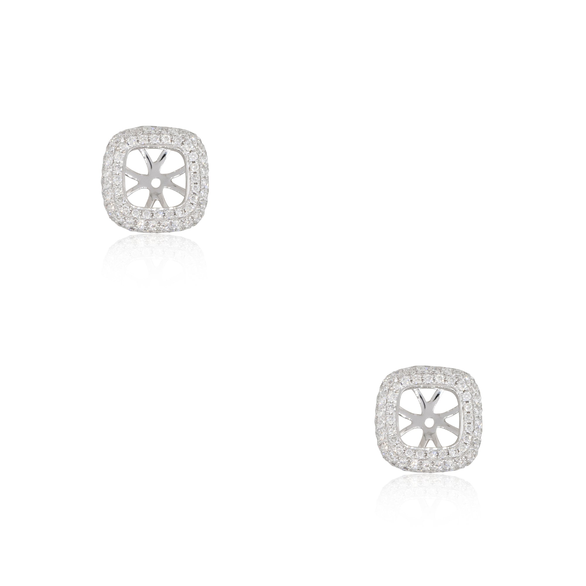 18k White Gold 0.87ctw Diamond Pave Stud Earring Jackets