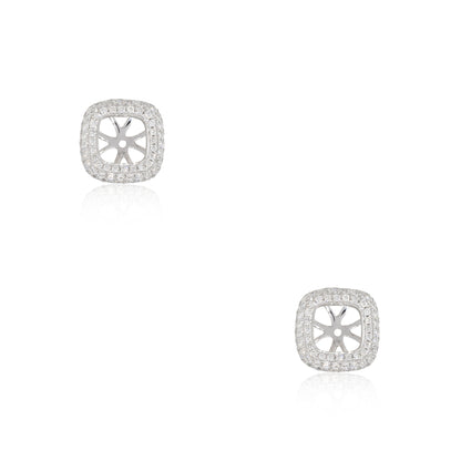 18k White Gold 0.87ctw Diamond Pave Stud Earring Jackets