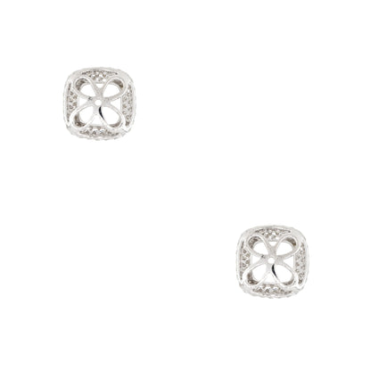 18k White Gold 0.87ctw Diamond Pave Stud Earring Jackets