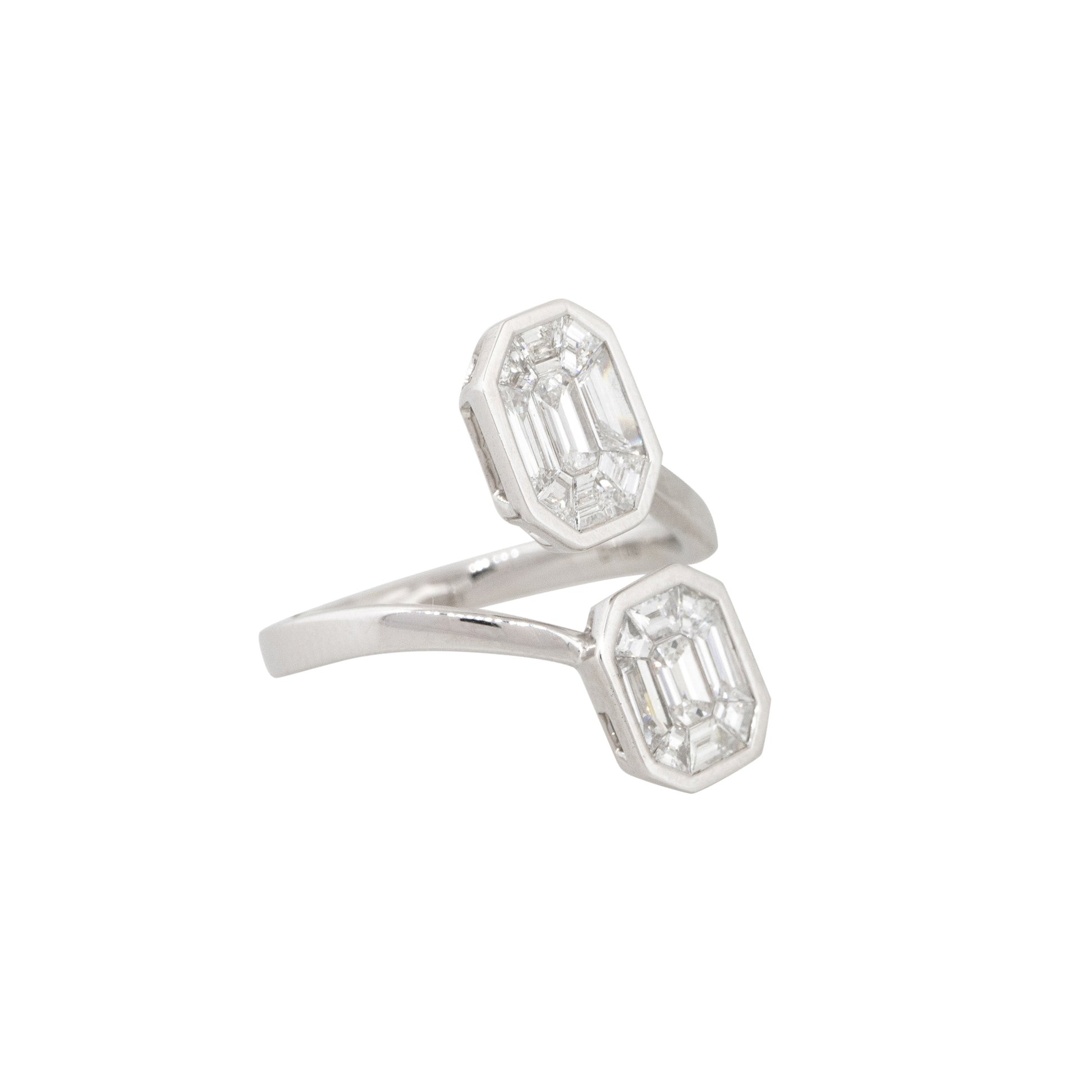 18k White Gold 1.09ctw Diamond Mosaic Open Bypass Ring