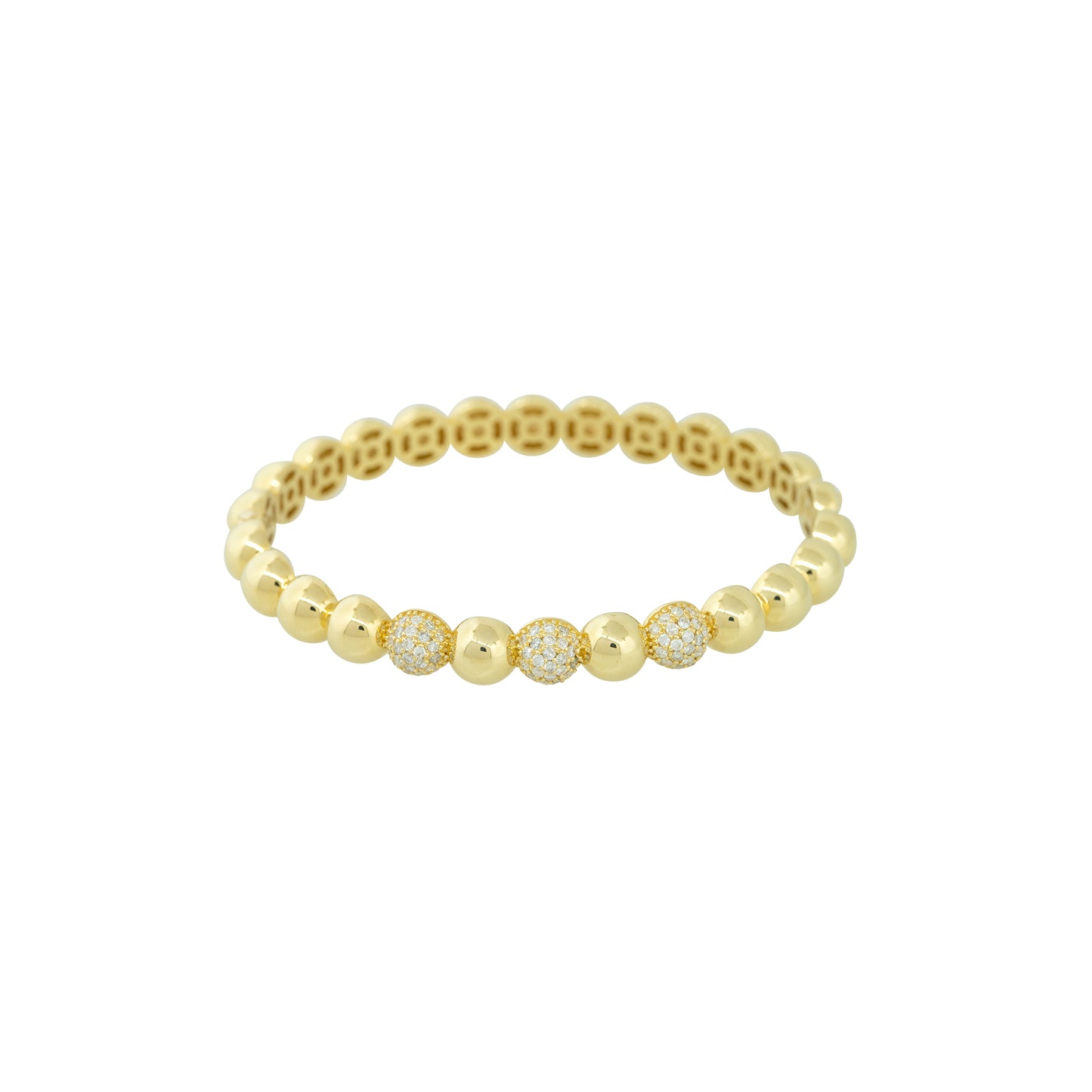 18k Yellow Gold 0.64ctw Pave Diamond Bump Bangle