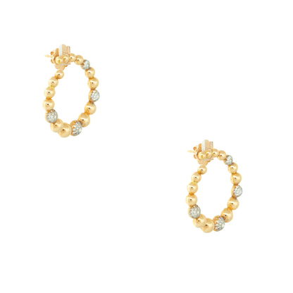 18k Rose Gold 0.85ctw Pave Diamond Bump Hoop Earrings
