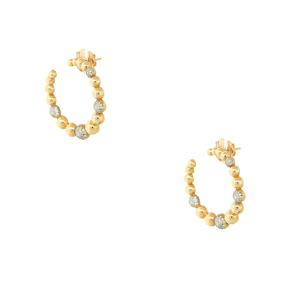 18k Rose Gold 0.85ctw Pave Diamond Bump Hoop Earrings