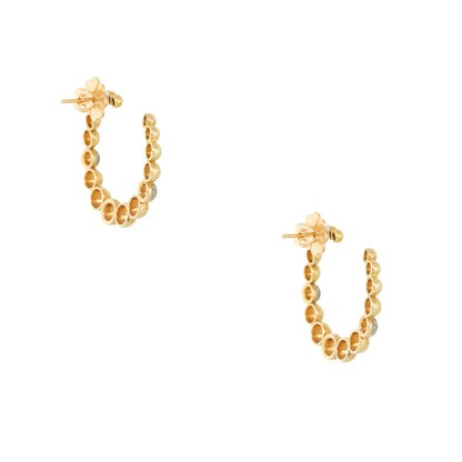 18k Rose Gold 0.85ctw Pave Diamond Bump Hoop Earrings