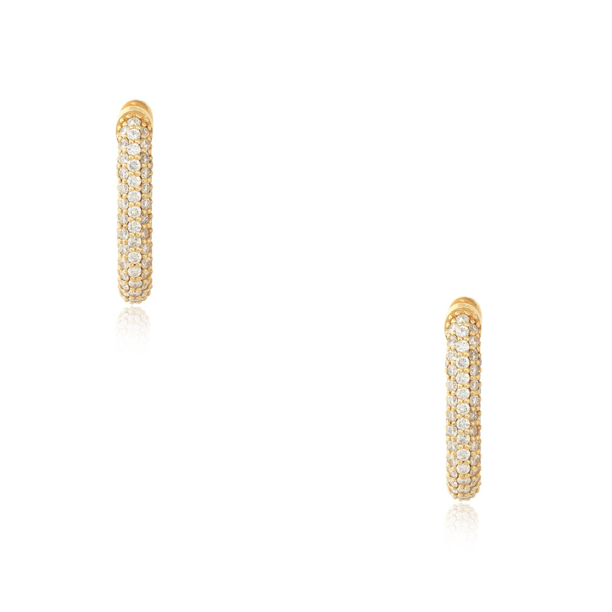18k Yellow Gold 2.55ctw Diamond Tubular Rectangle Hoop Earrings