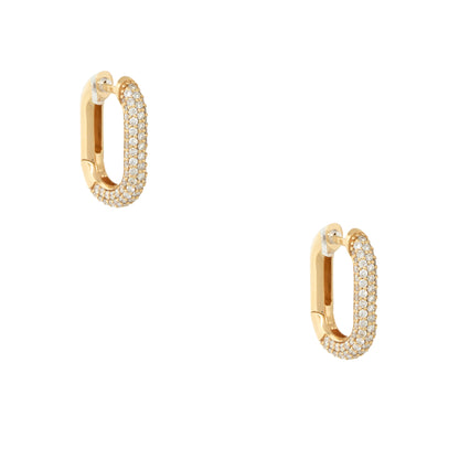 18k Yellow Gold 2.55ctw Diamond Tubular Rectangle Hoop Earrings