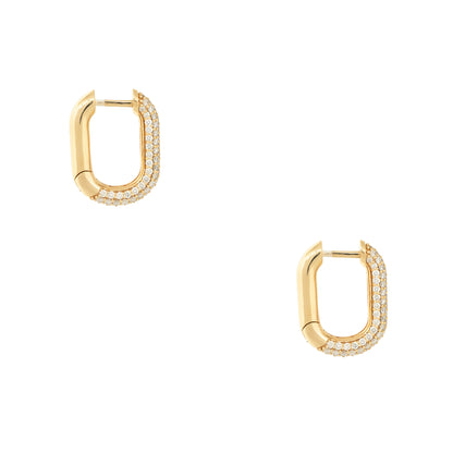18k Yellow Gold 2.55ctw Diamond Tubular Rectangle Hoop Earrings