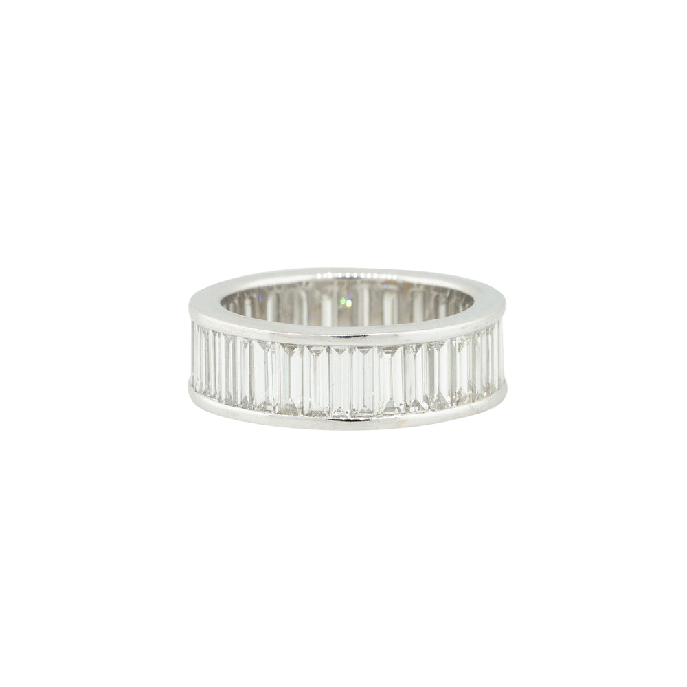 18k White Gold 3.93ctw Baguette Cut Diamond Eternity Band 