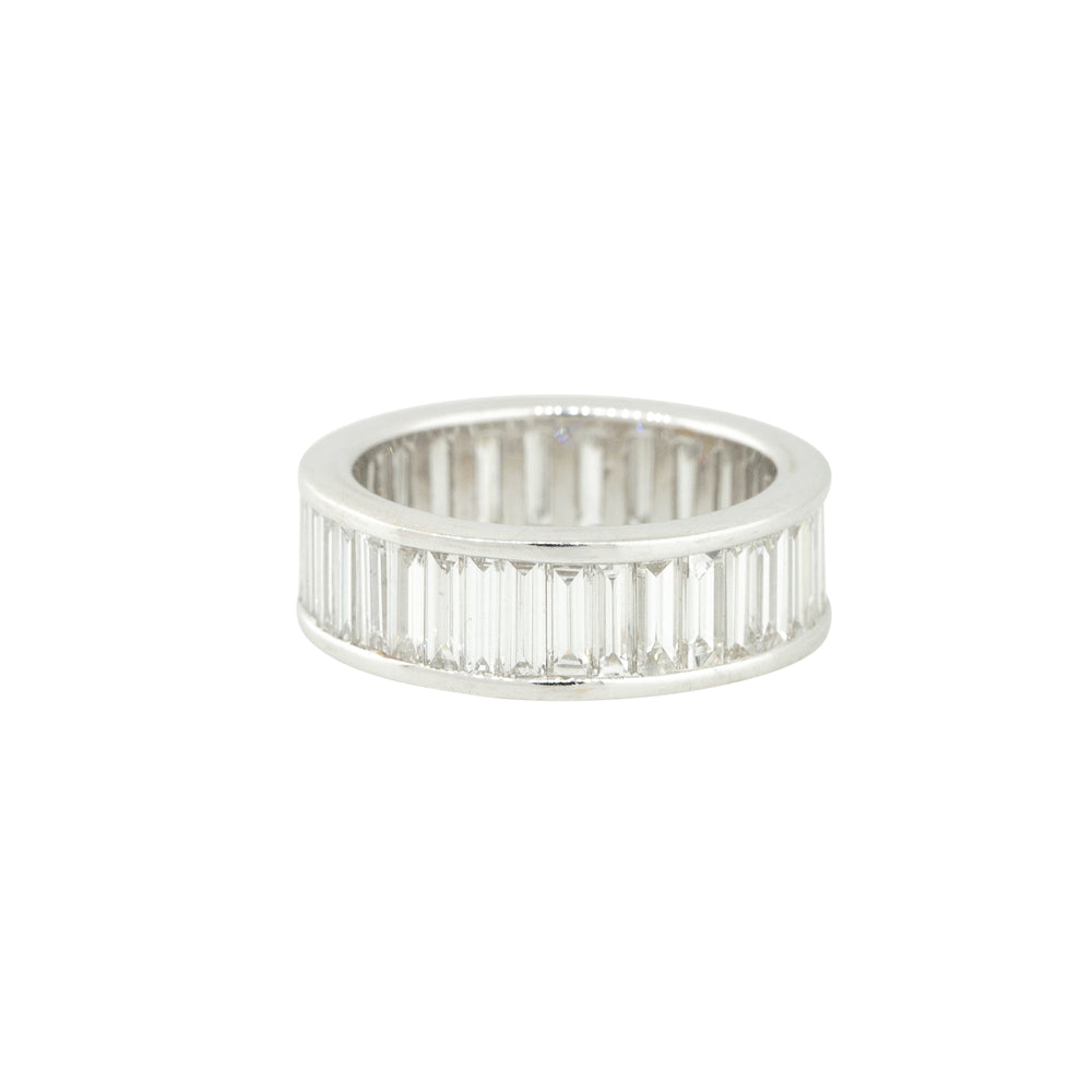 18k White Gold 3.93ctw Baguette Cut Diamond Eternity Band 