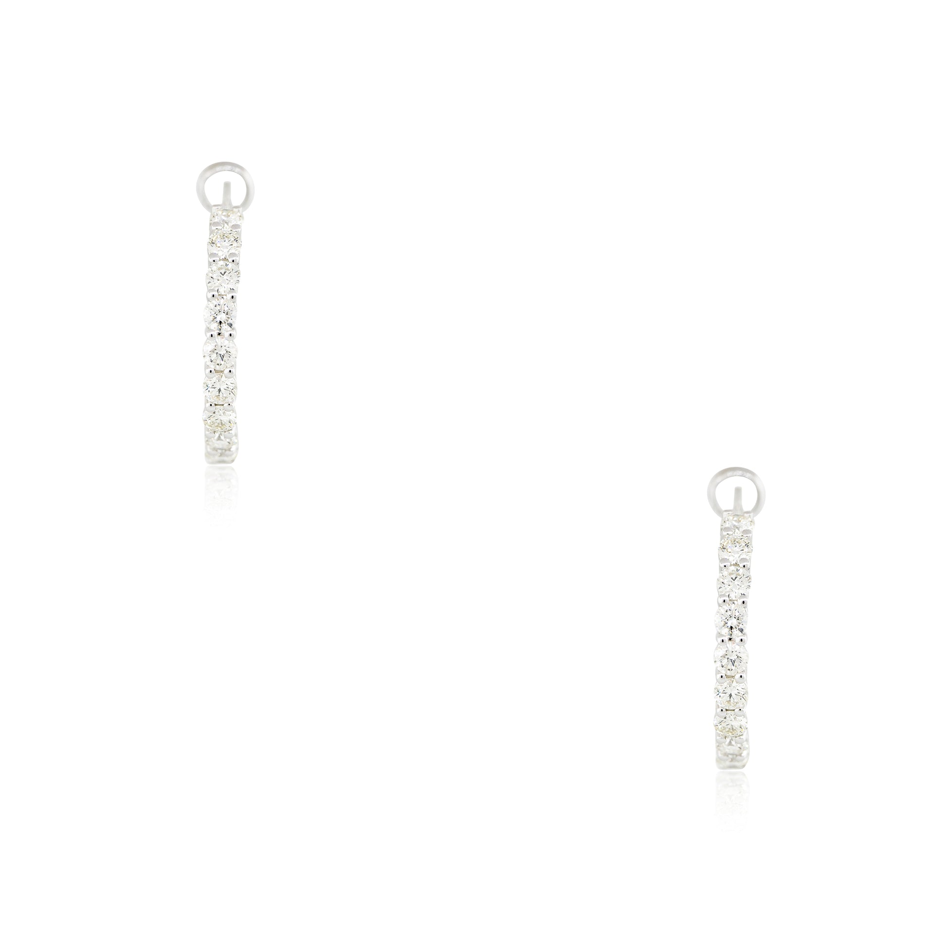 14k White Gold 2.57ctw Diamond Inside Out Hoop Earrings