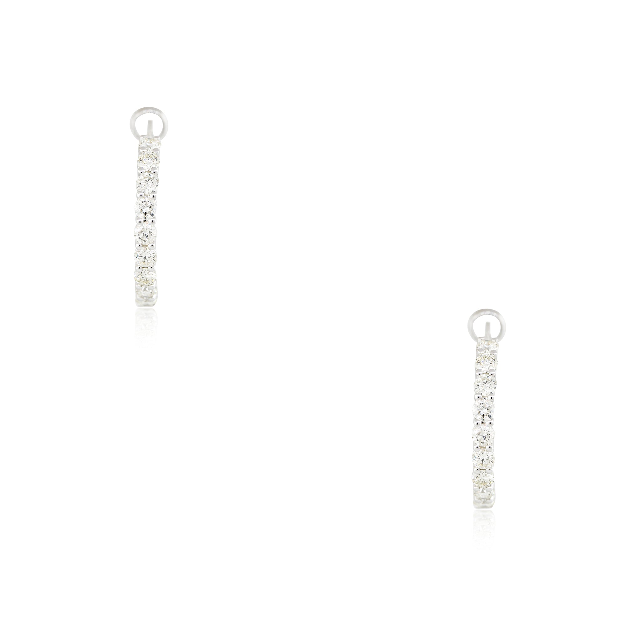 14k White Gold 2.57ctw Diamond Inside Out Hoop Earrings