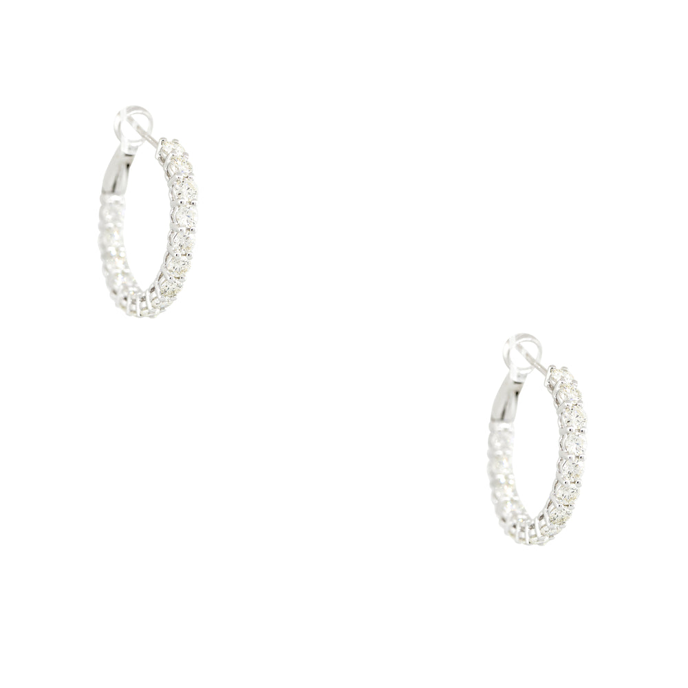 14k White Gold 2.57ctw Diamond Inside Out Hoop Earrings